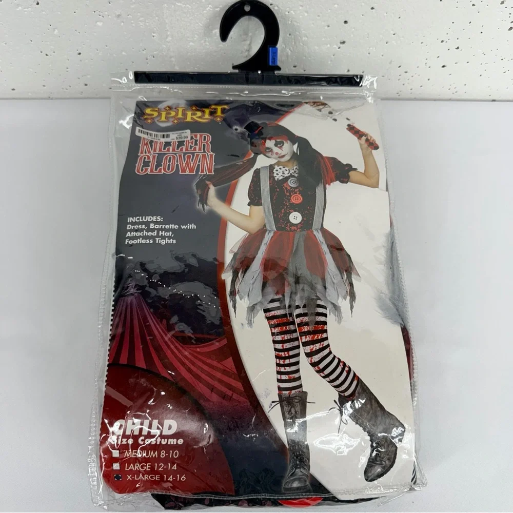 Spirit Kids Size XL 14-16 Killer Clown Cosplay Halloween Costume - Picture 13 of 15